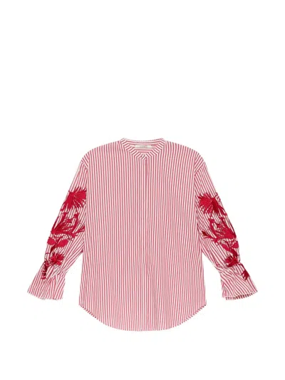 Maliparmi Striped Embroidered Shirt In Pink