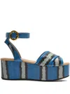 Maliparmi Striped Platform Sandals In Blue