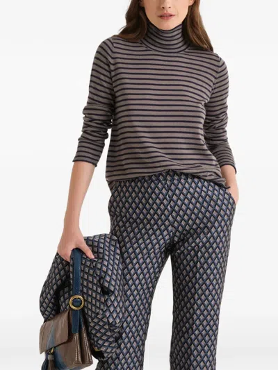 Maliparmi Striped Roll-neck Sweater In Gray