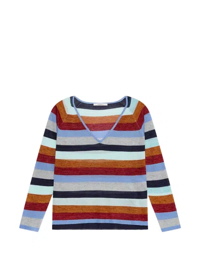 Maliparmi Striped V-neck Sweater In Multi