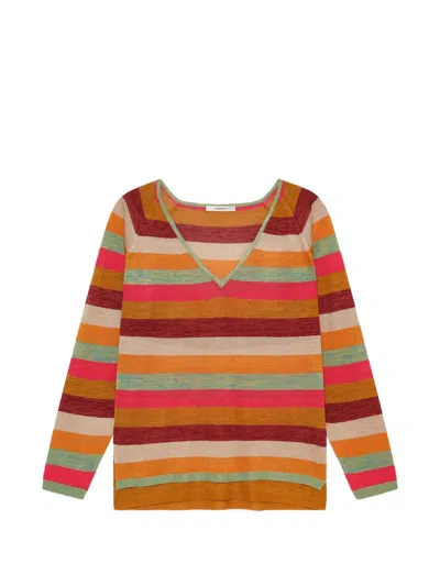 Maliparmi Striped V-neck Sweater In Multi