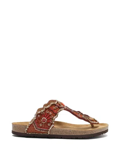 Maliparmi Sunset Paisley Infrabijoux® Bead-embellished Sandals In Orange