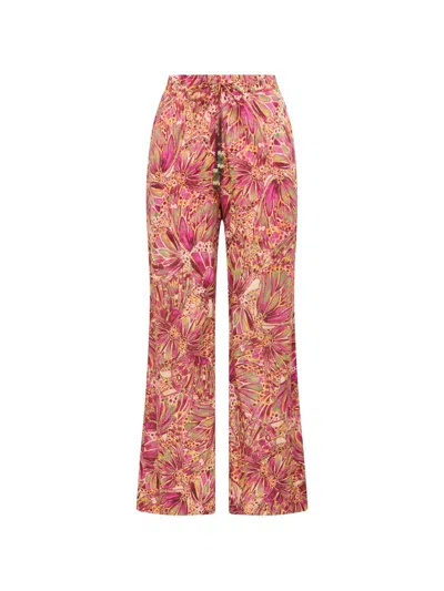 Maliparmi Sweet Butterfly Beaded-detail Printed Trousers In Pink