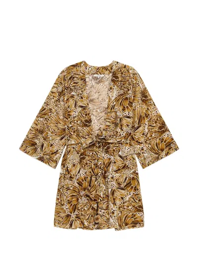 Maliparmi Sweet Butterfly Embroidery Dress In Brown