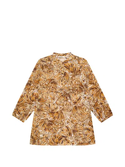 Maliparmi Sweet Butterfly-print Shirt In Brown
