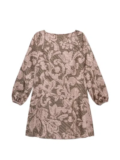 Maliparmi Sweet Foliage A-line Mini Dress In Pink