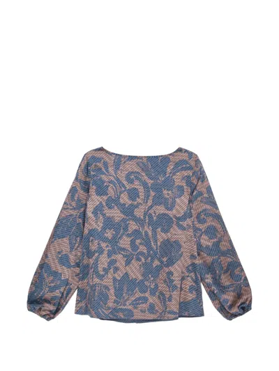 Maliparmi Sweet Foliage Reversible Blouse In Blue