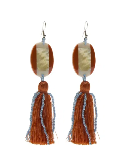 Maliparmi Tassel Beaded Earrings In White