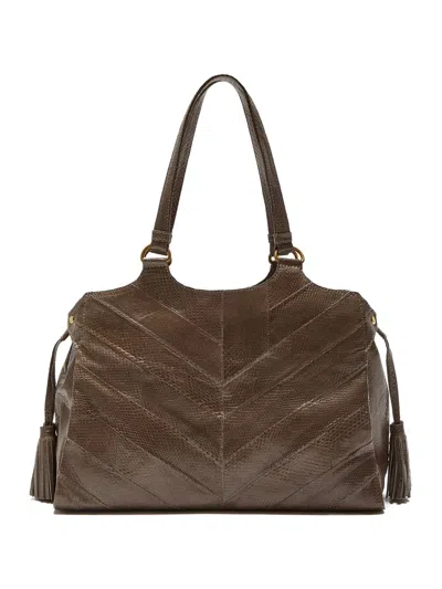 Maliparmi Tassel-detail Chevron Shoulder Bag In Brown