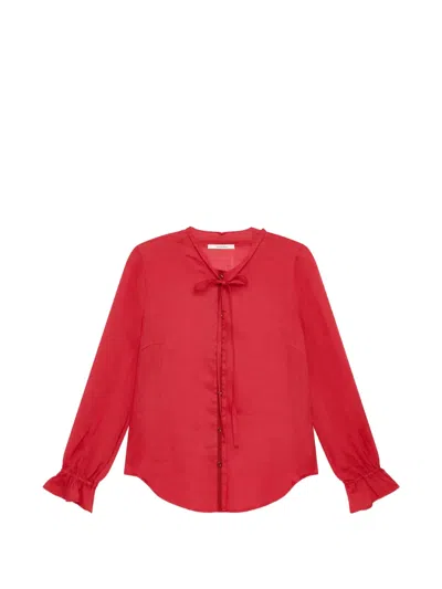 Maliparmi Tie-neck Flounce-cuff Shirt In Red