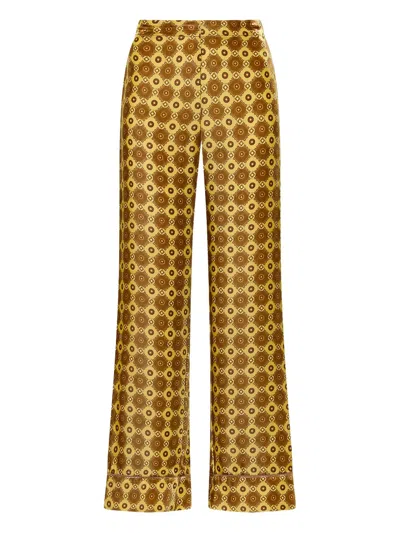 Maliparmi Velvet Patterned Trousers In Yellow
