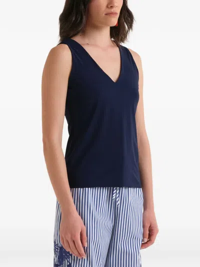 Maliparmi V-neck Jersey Top In Blue