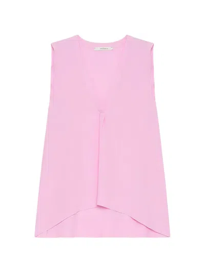 Maliparmi V넥 플리츠 탑 In Pink