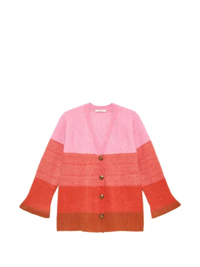Maliparmi Winter Sunset Striped Cardigan In Pink