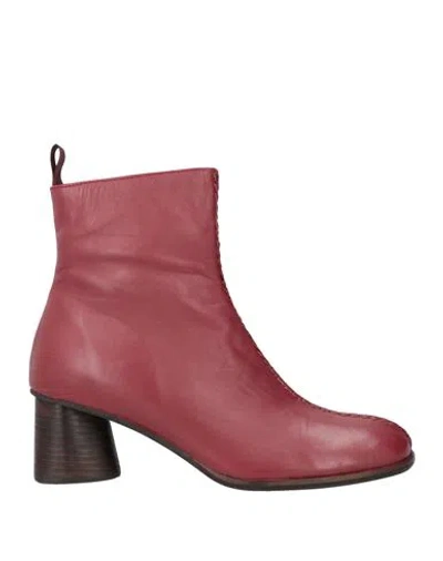 Maliparmi Malìparmi Woman Ankle Boots Burgundy Size 6 Leather In Red