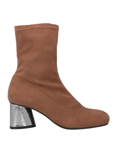 Maliparmi Malìparmi Woman Ankle Boots Light Brown Size 7 Textile Fibers In Multi