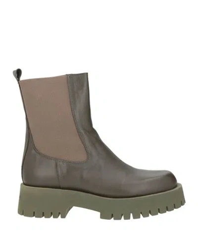 Maliparmi Malìparmi Woman Ankle Boots Military Green Size 10 Soft Leather In Brown