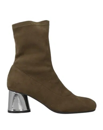 Maliparmi Malìparmi Woman Ankle Boots Military Green Size 7 Textile Fibers In Multi