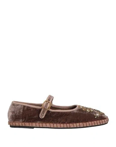 Maliparmi Malìparmi Woman Ballet Flats Chocolate Brown Size 10 Textile Fibers