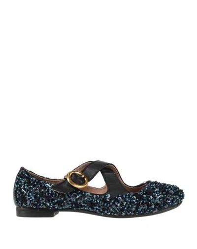 Maliparmi Malìparmi Woman Ballet Flats Navy Size 8 Textile Fibers, Leather In Blue