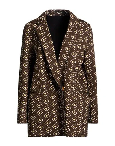 Maliparmi Malìparmi Woman Blazer Brown Size 12 Viscose, Polyester, Elastane