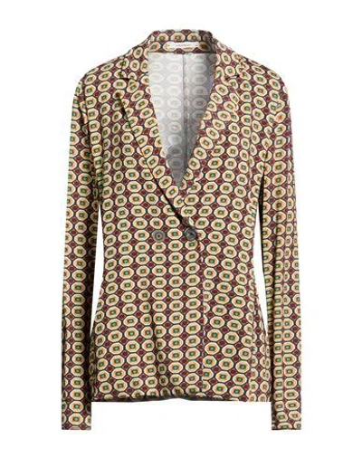 Maliparmi Malìparmi Woman Blazer Chocolate Brown Size 8 Viscose, Elastane In Multi
