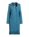 Maliparmi Malìparmi Woman Coat Azure Size S/m Wool, Polyamide, Acrylic, Alpaca Wool, Elastic Fibres In Blue