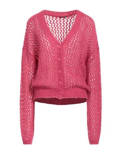 Maliparmi Malìparmi Woman Cardigan Fuchsia Size L/xl Acrylic, Polyamide, Mohair Wool In Pink