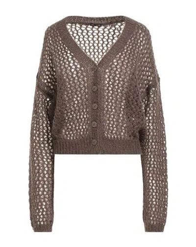 Maliparmi Malìparmi Woman Cardigan Magenta Size L/xl Acrylic, Polyamide, Mohair Wool In Brown