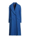 Maliparmi Malìparmi Woman Coat Bright Blue Size 10 Acrylic, Cotton, Virgin Wool, Polyester, Viscose In Blue