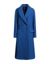 Maliparmi Malìparmi Woman Coat Bright Blue Size 10 Acrylic, Cotton, Virgin Wool, Polyester, Viscose In Blue
