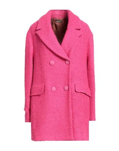 Maliparmi Malìparmi Woman Coat Fuchsia Size 10 Acrylic, Cotton, Virgin Wool, Polyester, Viscose In Pink