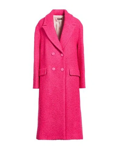 Maliparmi Malìparmi Woman Coat Magenta Size 10 Acrylic, Cotton, Virgin Wool, Polyester, Viscose In Pink