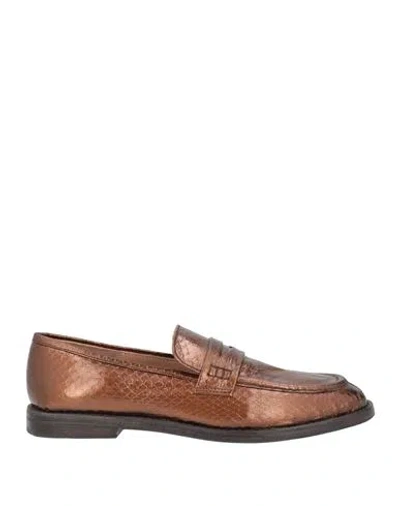 Maliparmi Malìparmi Woman Loafers Bronze Size 7 Leather In Brown