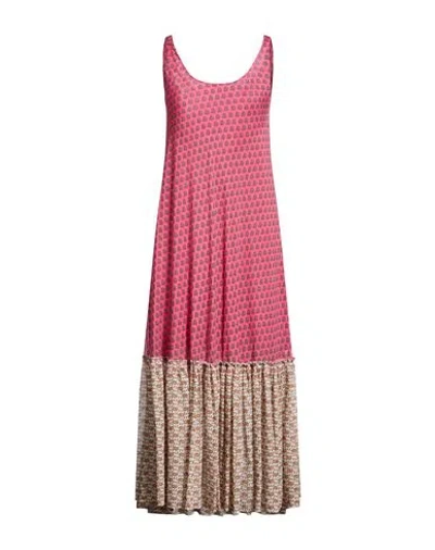 Maliparmi Malìparmi Woman Maxi Dress Fuchsia Size 12 Cotton, Silk In Pink