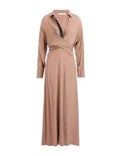 Maliparmi Malìparmi Woman Maxi Dress Taupe Size 8 Acetate, Silk In Gray
