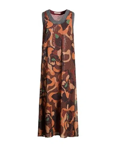 Maliparmi Malìparmi Woman Midi Dress Brown Size 6 Polyester