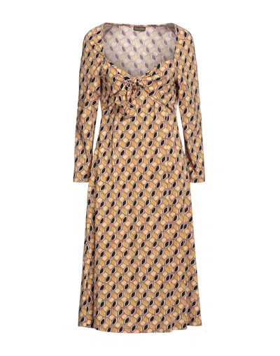 Maliparmi Malìparmi Woman Midi Dress Camel Size 10 Polyamide, Elastane In Brown
