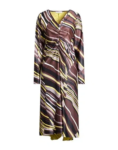 Maliparmi Malìparmi Woman Midi Dress Chocolate Brown Size 14 Polyester, Elastane