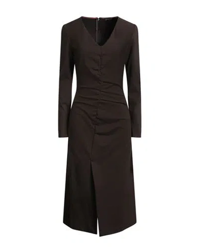 Maliparmi Malìparmi Woman Midi Dress Dark Brown Size 8 Viscose, Nylon, Elastane In Multi