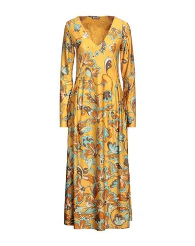 Maliparmi Malìparmi Woman Midi Dress Mustard Size 8 Polyester, Elastane In Yellow