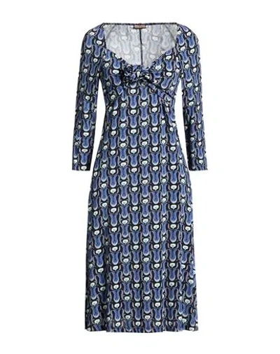 Maliparmi Malìparmi Woman Midi Dress Navy Size 6 Viscose, Elastane In Animal Print
