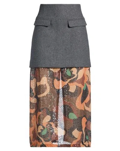 Maliparmi Malìparmi Woman Midi Skirt Grey Size 4 Polyester, Wool, Polyamide In Gray
