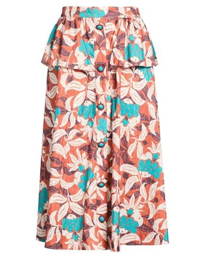 Maliparmi Malìparmi Woman Midi Skirt Rust Size 10 Polyester In Multi
