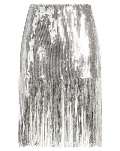 Maliparmi Malìparmi Woman Midi Skirt Silver Size 10 Polyester, Elastic Fibres