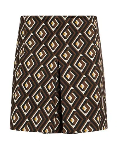 Maliparmi Malìparmi Woman Mini Skirt Brown Size 12 Polyamide, Elastane