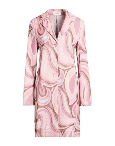 Maliparmi Malìparmi Woman Overcoat & Trench Coat Pink Size 8 Viscose, Polyamide, Elastane