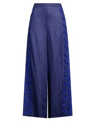 Maliparmi Malìparmi Woman Pants Navy Size 6 Linen In Blue
