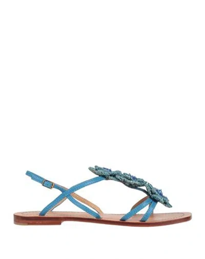 Maliparmi Malìparmi Woman Sandals Azure Size 11 Leather In Blue