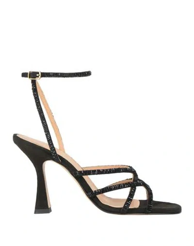 Maliparmi Malìparmi Woman Sandals Black Size 8 Leather, Textile Fibers